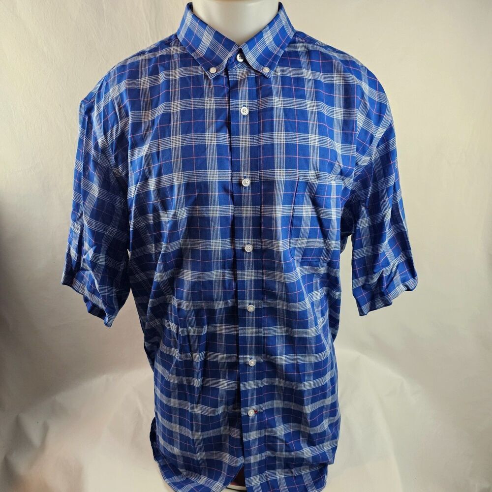 Daniel Cremieux Shirt Mens XXL Blue Plaid Button Up Linen Lyocell Summer